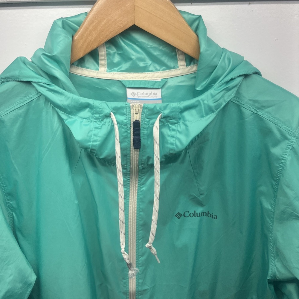 Colombia Wind Breaker Women's Large Green Navy Gropcore Hiking Jacket